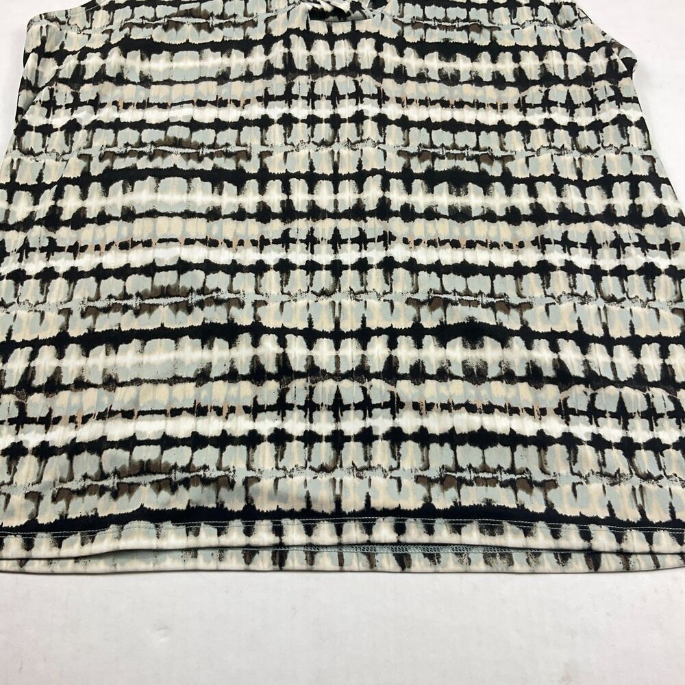 Anne Klein Triple Pleat Top Plus Size 1X Sleeveless Blouse Ikat Work Casual Knit - Picture 3 of 11
